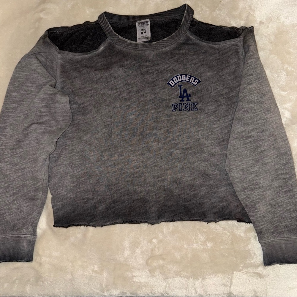 Gray Dodgers PINK Long Sleeve Crop Top